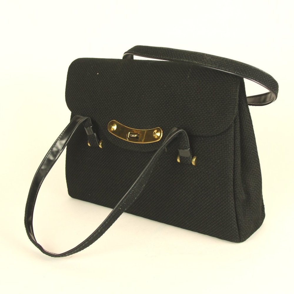 Vintage 3 Compartment Purse Twist Lock Closure Mid Century Pocket Book Hand Bag